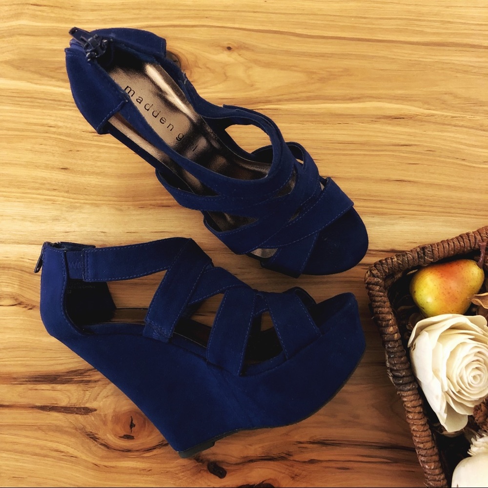 Madden Girl Navy Blue Wedge Platform High Heels